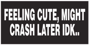 Feeling Cute Might Crash Later IDK Bumper Stickers Made in USA