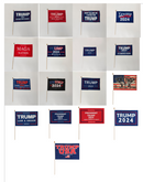 Assortment of Trump 2024 12"x18" Stick Flag ROUGH TEX® 68D 30" Wooden Stick Flags