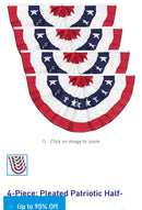Four Pack 1.5x3 Feet USA American Flag Bunting Pleated Fans