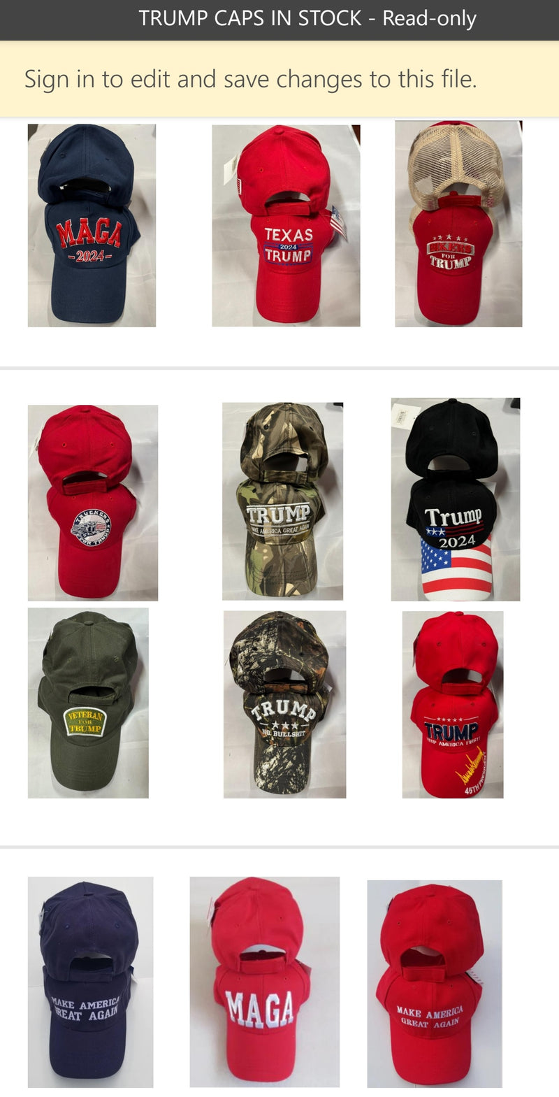 Trump 2024 Assorted Mixed Caps MAGA Nation Hats (more designs)