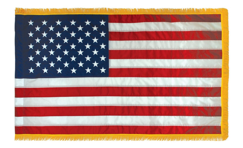 American Indoor 3x5 Foot USA Gold Fringed Flag Sleeve