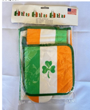 Ireland Irish Shamrock BBQ Set Apron, Oven Mitt, Pot Holder