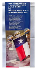 All American Texas Banner 5' Foot 1" Diameter Hard Wood Flag Pole Set Wood Ball Top Kit