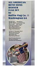 All American Betsy Ross Banner 5' Foot 1" Diameter Hard Wood Flag Pole Set Wood Ball Top Kit
