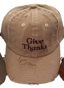 Give Thanks Weathered Embroidered Cap