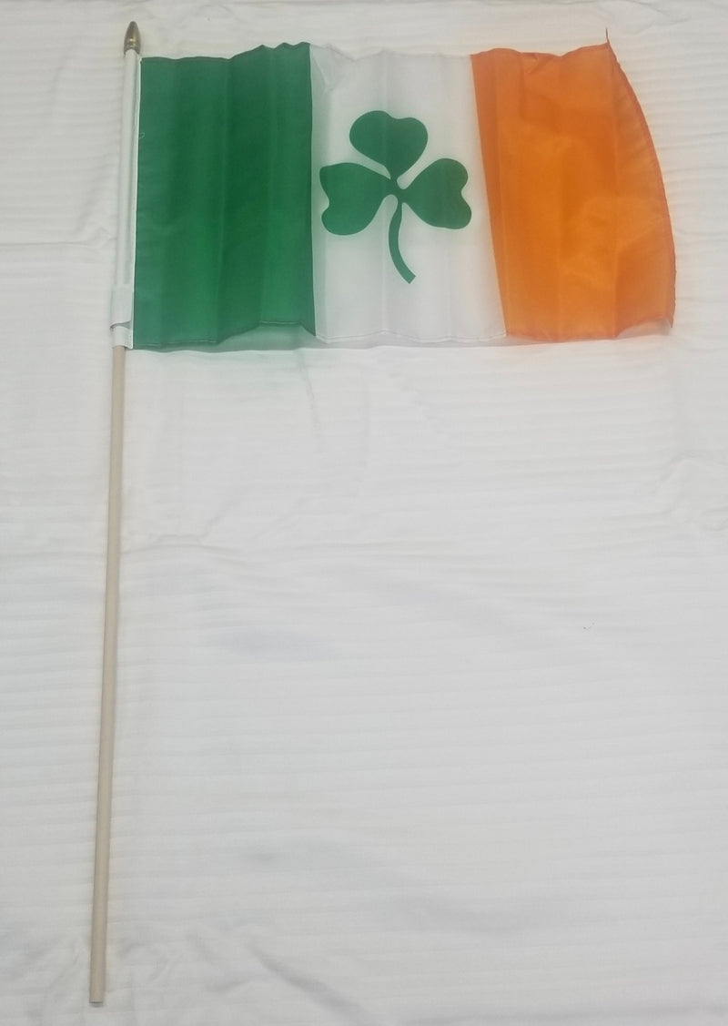 St Patrick's Day Ireland Shamrock Irish Flag 12x18 Inches Stick Flag 100Ds