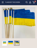 Ukraine Stick Flags 12"x18" Rough Tex® 100D Ukrainian Wooden Staff Gold Spear