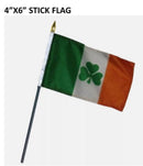 Ireland Shamrock Stick Flags 8"x12" Inches Rough Tex Irish