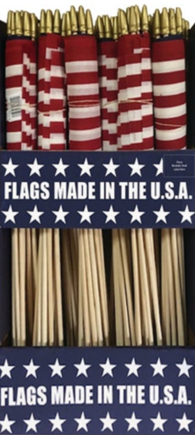 American Stick Flags Made In USA 8"×12" 24" Wooden Staffs Gold Wood Spear