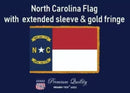 North Carolina 3x5 Feet Indoor NC State Flags Gold Fringe Sleeved