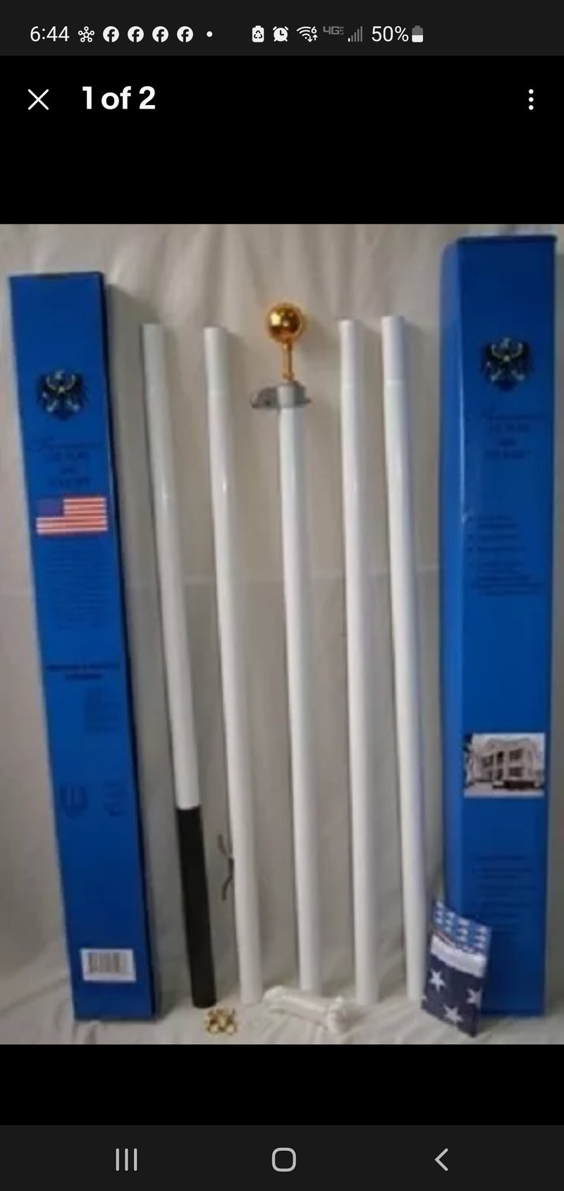 U.S.A. Case of Four Heavy Duty Steel American Flag Pole Kits 20' Feet Flagpoles USA Flag Included