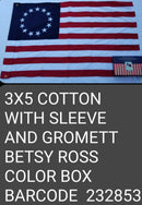 Betsy Ross Sleeve & Grommets Colonial American 1700s Flags 3x5 Cotton Gift Boxed Brass Grommets 1776