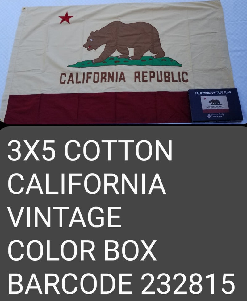 California Flags 3x5 Vintage Cotton Gift Boxed Brass Grommets
