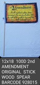 American 2nd Amendment Parchment Flags 12x18 Inch Stick NRA 2A Wooden Staff Gold Spears