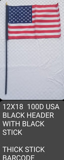 American Stick Flags for Graves & Official Displays 12"x18" Inches USA 5/16" Diameter Thicker Diameter Wooden Staffs Gold Spear Black Label