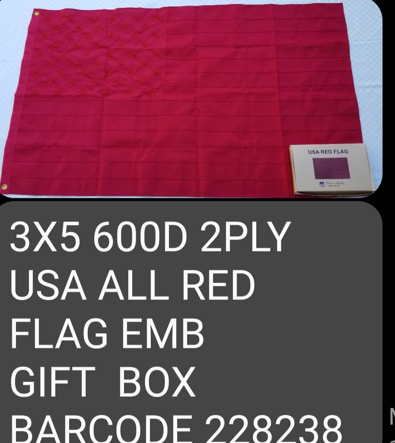 American Flag All Red Embroidered USA 600D 3x5 Feet