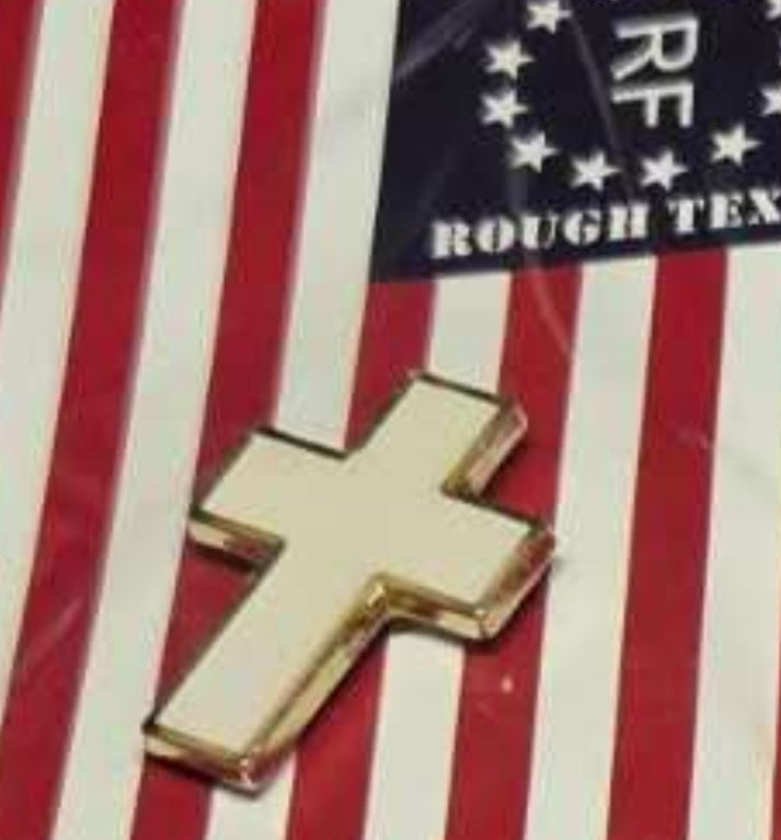 Christian Cross Lapel Pin Church White