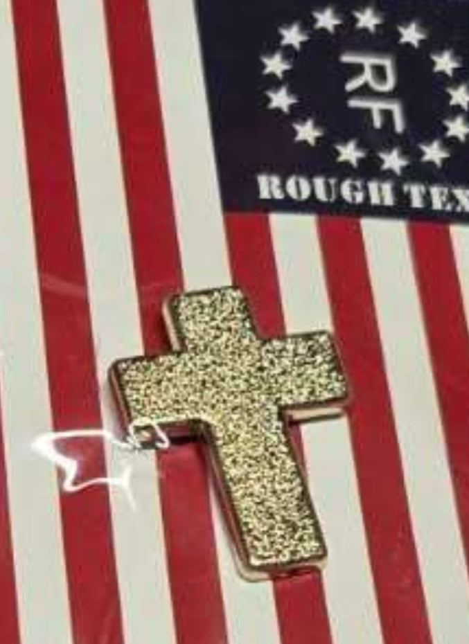 Gold Glitter Christian Cross Lapel Pin 12 Pack