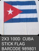 Cuba 2x3 Feet Stick Flags 48" Wooden Staff Cuban 24 Packs & 72 Case