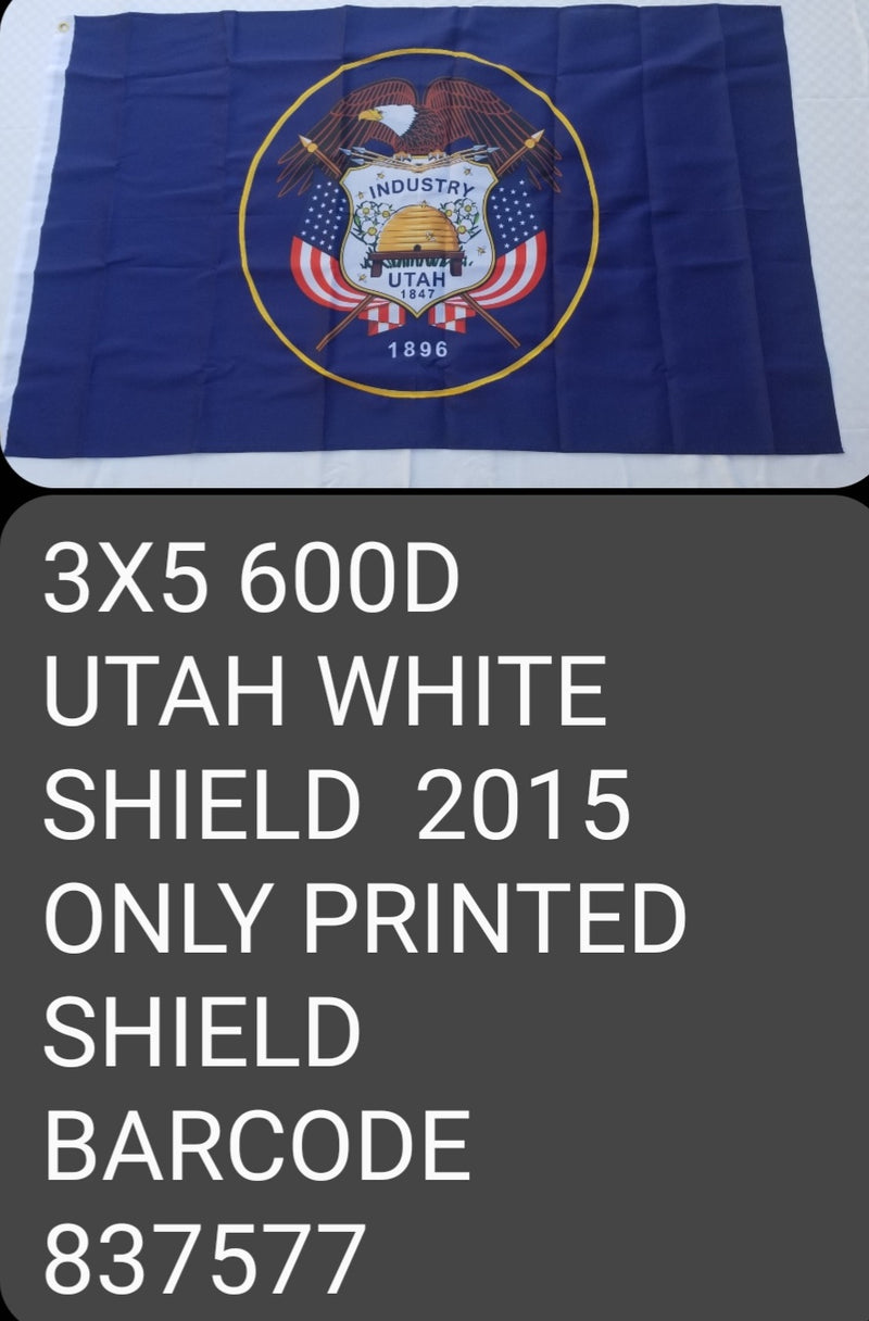 Utah 1847 Founders Heritage Historic Flags White Shield 3'X5' Embroidered Flag ROUGH TEX® 600D
