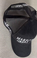 Make America Great Again Black & White Embroidered Caps Trump Mesh Back 45 47 USA Flag