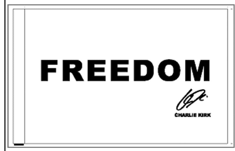 Freedom Charlie Kirk Wooden Stick Flags 8x12 Inches Signature Series