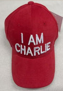 Charlie Kirk I Am Charlie Red Caps White Embroidered