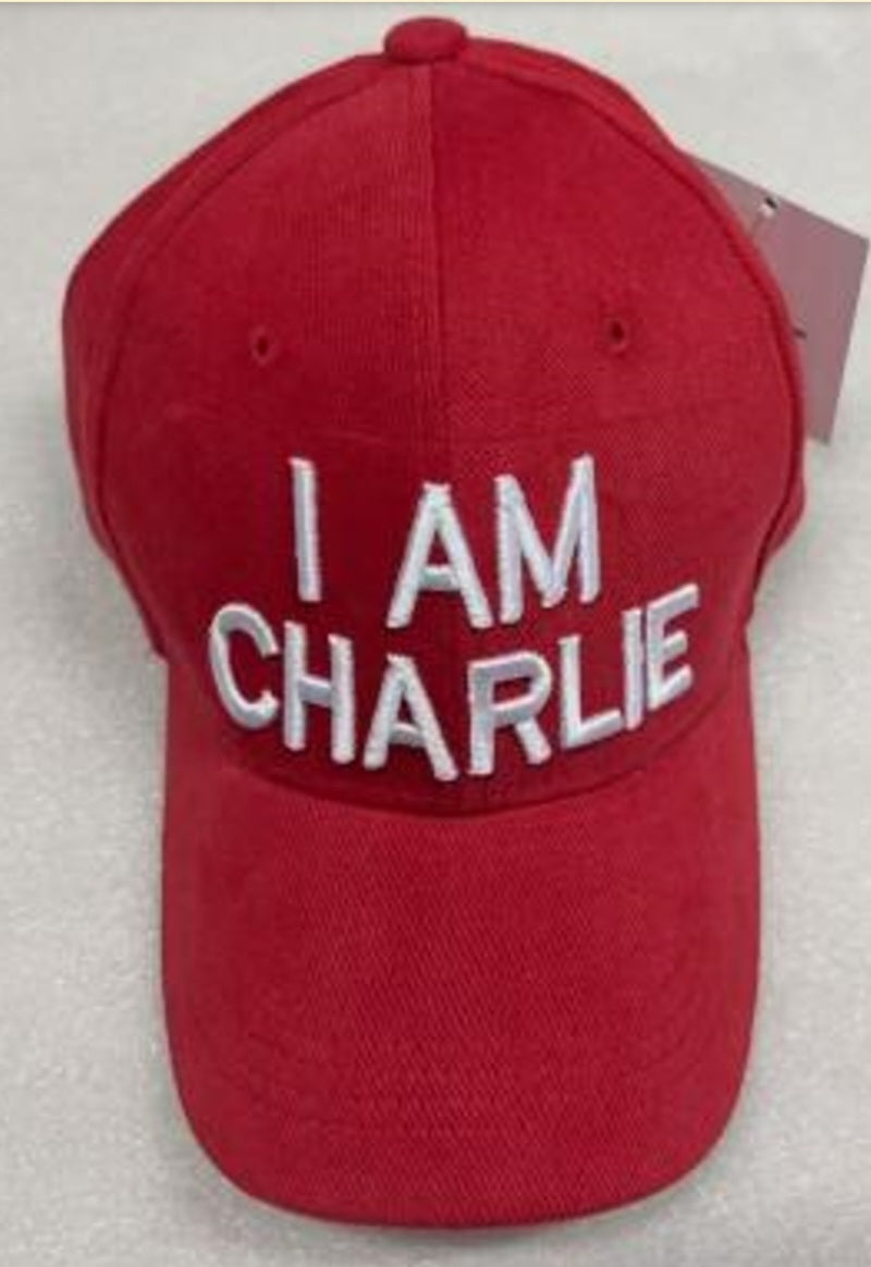 Charlie Kirk I Am Charlie Red Caps White Embroidered