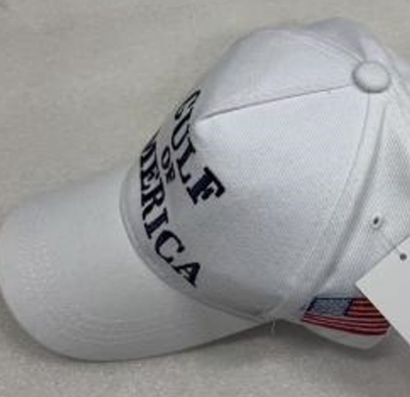 Gulf of America Caps 45 47 USA Flag White Trump Hats