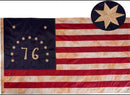 Limited Edition Big Stars Bennington 420D Nylon Dark Vintage Tea Stained 3x5 Feet Early Colonial American Flags