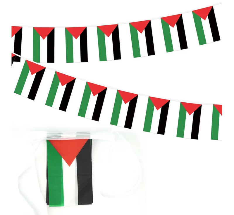 Palestine Bunting 18 Feet String 24 Flags 4"x6" Inch Educational Palestinian Decorative Flags Custom Made Allow 4 Weeks Production