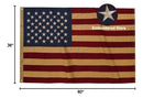 American U.S.A. Heritage Collection Deep Tea Stained Natural 100% Cotton Canvas USA Sewn Stripes Embroidered Stars Flags