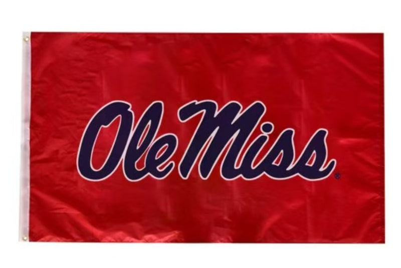 University of Mississippi Ole Miss Red 3'x5' Officially Licensed Premium Heavy Duty Double Sided Football Flag