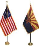 American State Indoor Sets Plus USA Kits Includes Brass Eagle Spear Oak Poles Gold Fringe Flags & Rope Bases