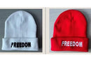 Freedom Winter Hats Combo Deal 2 Warm Watch Hats: One Each Red & White Embroidered Acrylic Knit Sale