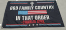 God Family Country In That Order Christian Charlie Kirk USA Banner Flag Custom Made to Order Banner Brass Grommets Outdoor 100D Flags 3x5 Feet American