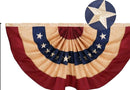 Americana Light Tea Stained Vintage Fan Buntings 100% Nylon Real Pleated Embroidered 3'x6' Feet 3 Brass Grommets USA