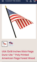 USA 12x18 inches Stick Flags Dura-Lite ™ Poly Printed American Flags Forest Wood