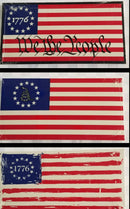 Thirteen Packs of 50 Bumper Stickers Betsy Ross American 250th Anniversary Themed Hot Sellers 3.5"x7.5" Inches 650 Total Retail Value $1500+