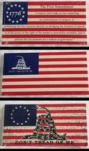 Thirteen Packs of 50 Bumper Stickers Betsy Ross American 250th Anniversary Themed Hot Sellers 3.5"x7.5" Inches 650 Total Retail Value $1500+