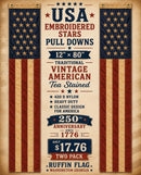 USA Pull Down Two Pack Embroidered American Tea Stained 12x80 Inches Limted Edition Sale Ships June 15