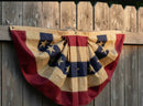 Vintage Tea-Stained Pleated Bunting Fan — 3×6 Ft Americana Cotton with Embroidered Stars