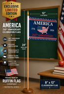 American Map USA 250th 1776 2026 250th Stick Desk Quality Flags 8"x12" Inches Wood Staffs