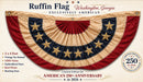 Americana USA Flag Bunting Fan Tea Stained Vintage Heavy Duty 420D Nylon Embroidered Stars 2x4 Feet