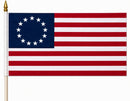Betsy Ross American Wood Stick Flags 30" Wooden Staffs Quality 12x18 Inches
