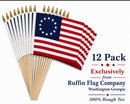 Betsy Ross American Wood Stick Flags 30" Wooden Staffs Quality 12x18 Inches
