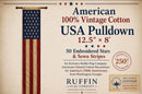 American Heritage 100% Natural Vintage Cotton USA 50 Embroidered Stars All Sewn Stripes Brass Grommets 12.5" Inches × 8' Feet Pulldowns