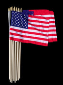 American Flag Premium Quality USA Stick Flags 11"×15" Exact Size 24" Natural Wooden Staffs Gold Wood Safe Spear Sleeve Sewn Edges U.S.A. (Sold as approximately 12x18 Inches) 68D Nylon