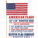 American Flag Stick Flags Sewn Edges Pointed Ends for Gravemarking Cemetery Use 12"×18" 3/8" 30 Inches Wooden Staffs Gold Spears