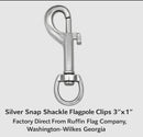 Snap Shackle Clips 3" Heavy Duty Flagpoles Flag Brass Grommets Hardware Attaches Easily to Halyard Rope